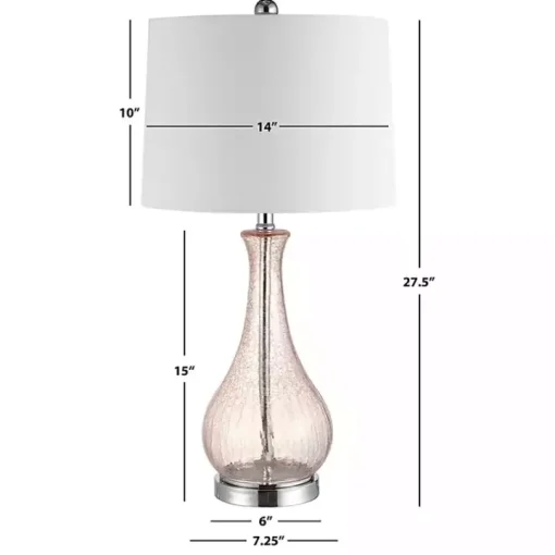 Blush Crackle Glass Teardrop Table Lamp