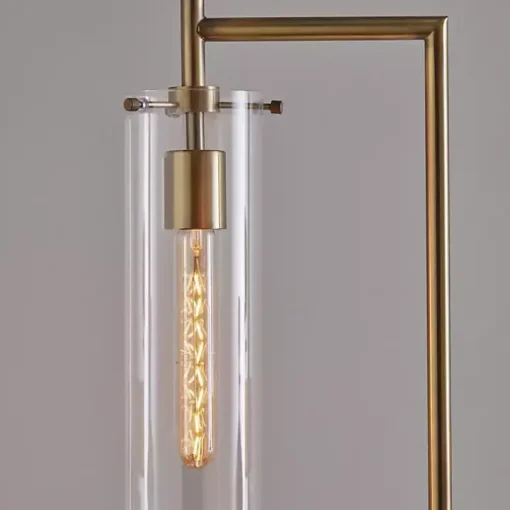 Bronze Glass Cylinder Shade Floor Lamp