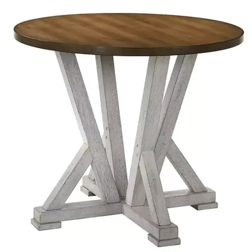 Brown and Antique White Wood Counter Table