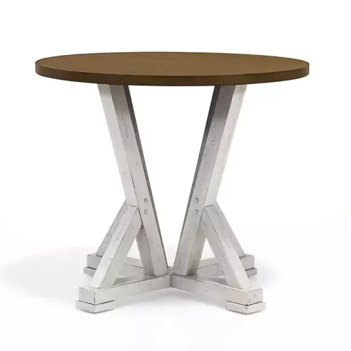 Brown and Antique White Wood Counter Table