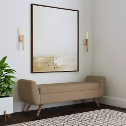 Brown Boucle Modern Storage Bench