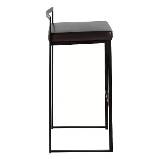 Brown Faux Leather Stackable Bar Stools, Set of 2