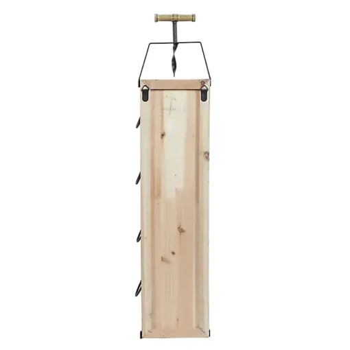 Brown Wood Panel Black Metal Wine Rack