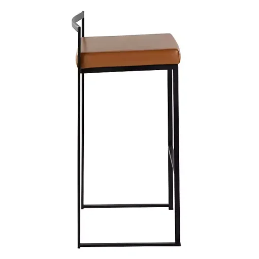 Camel Faux Leather Stackable Bar Stools, Set of 2