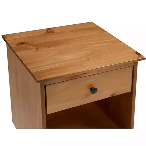Caramel One-Drawer Wood Nightstand