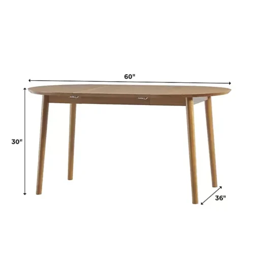 Caramel Wood Oval Dining Table with Leaf