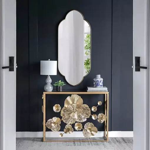 Champagne Gold Long Quatrefoil Mirror