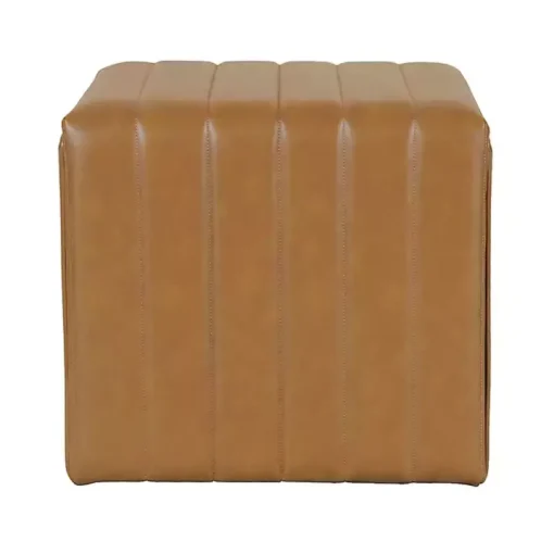 Cognac Leather Arch Ottoman