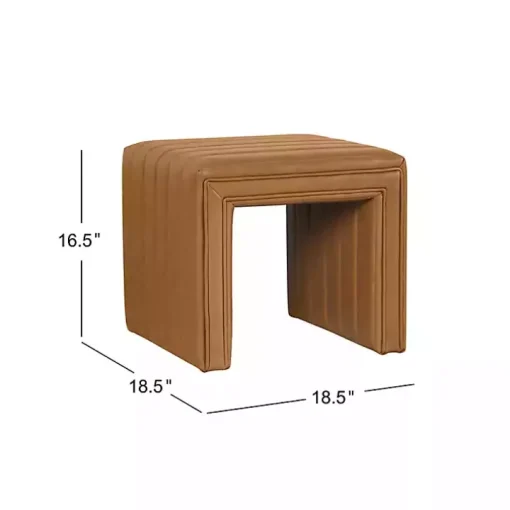 Cognac Leather Arch Ottoman