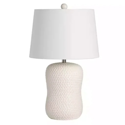 Cream Basketweave Ceramic Table Lamp