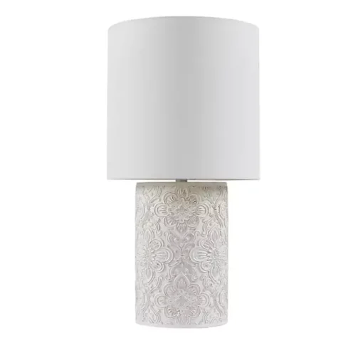 Cream Embossed Floral Table Lamp