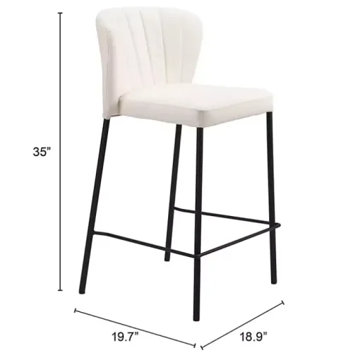 Cream Faux Leather Liddy Counter Stools, Set of 2