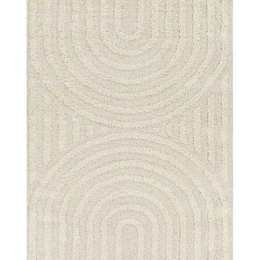 Cream Modern Curve Area Rug, 5x7