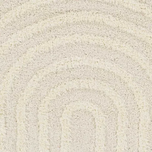 Cream Modern Curve Area Rug, 5x7