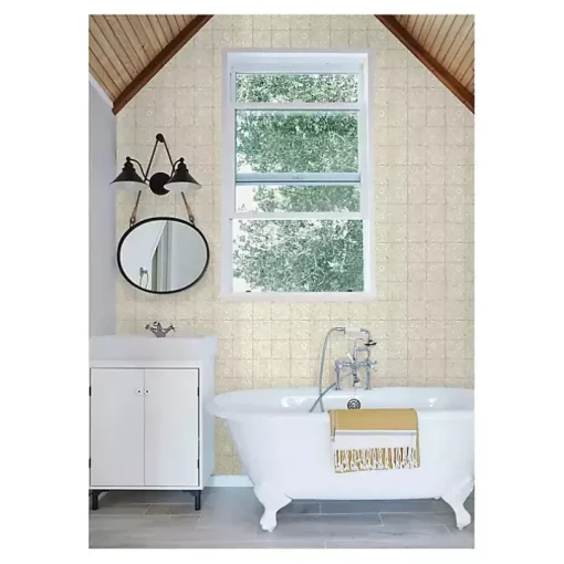 Cream Provincial Tiles Peel & Stick Wallpaper