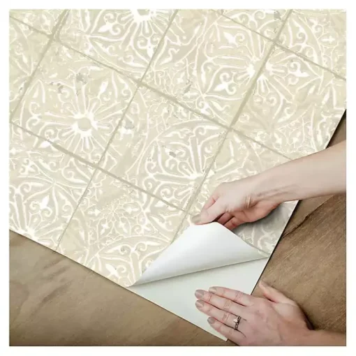 Cream Provincial Tiles Peel & Stick Wallpaper