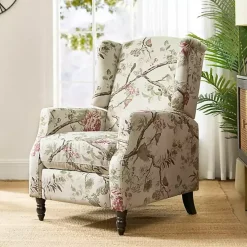 Cream Vintage Floral Reclining Armchair