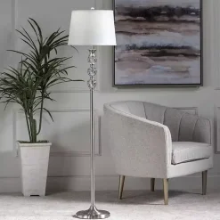Crystal and Silver Metal Floor Lamp
