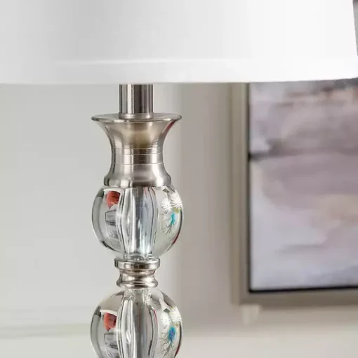 Crystal and Silver Metal Floor Lamp
