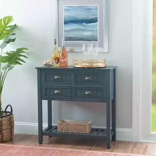 Dark Teal Beadboard Console Table