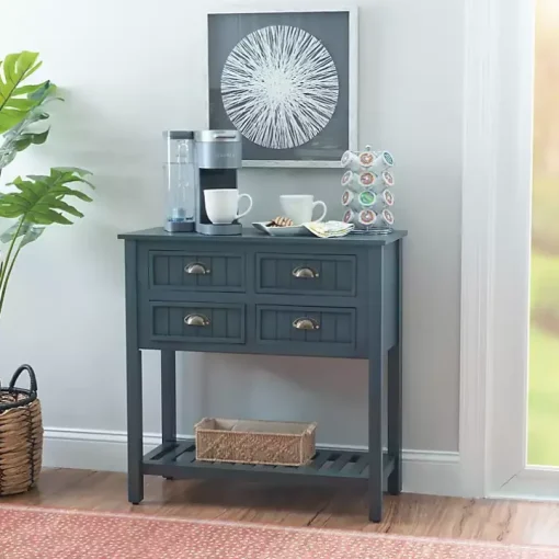 Dark Teal Beadboard Console Table