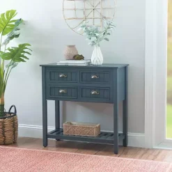 Dark Teal Beadboard Console Table