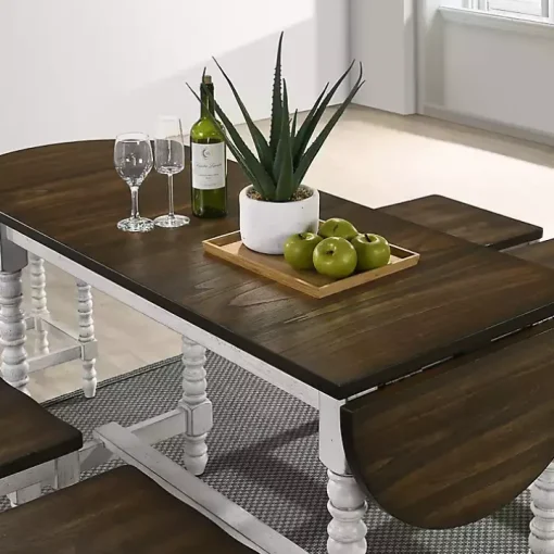 Dark Walnut & White Wood Ema Counter Height Table