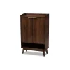 Dark Walnut 5-Shelf Wooden Shoe Cabinet
