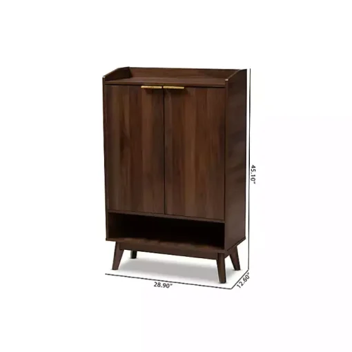 Dark Walnut 5-Shelf Wooden Shoe Cabinet
