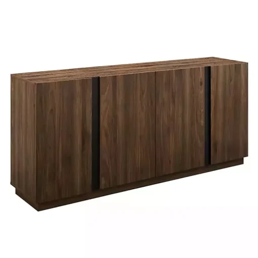Dark Walnut Wood and Black Metal Sideboard