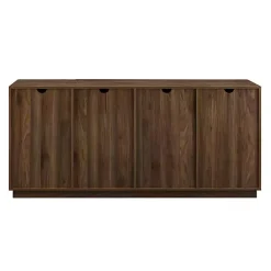 Dark Walnut Wood and Black Metal Sideboard