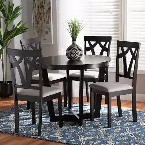 Dark Wooden Interlocked Base 5-pc. Dining Set