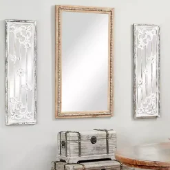 Distressed Brown Beaded Wall Mirror