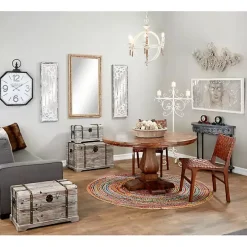 Distressed Brown Beaded Wall Mirror