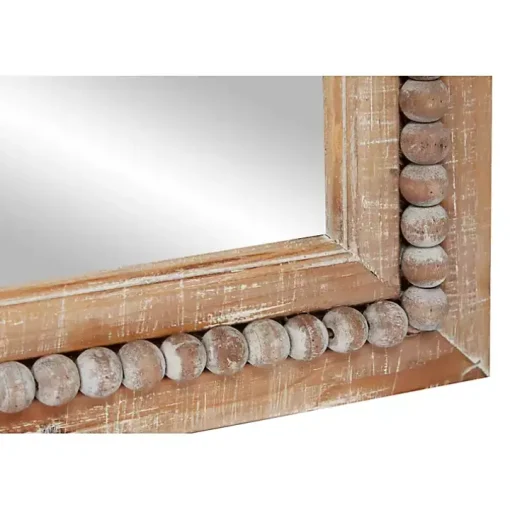 Distressed Brown Beaded Wall Mirror