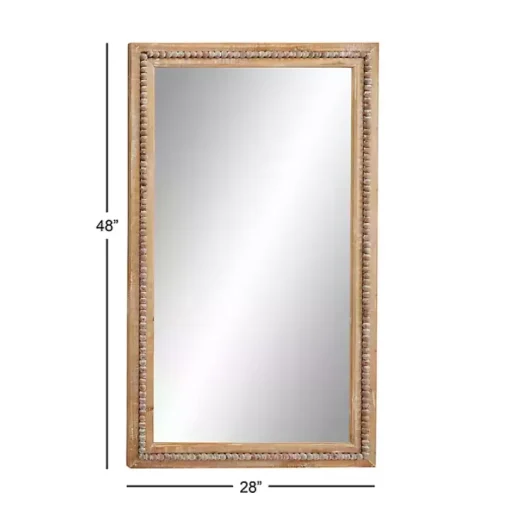 Distressed Brown Beaded Wall Mirror