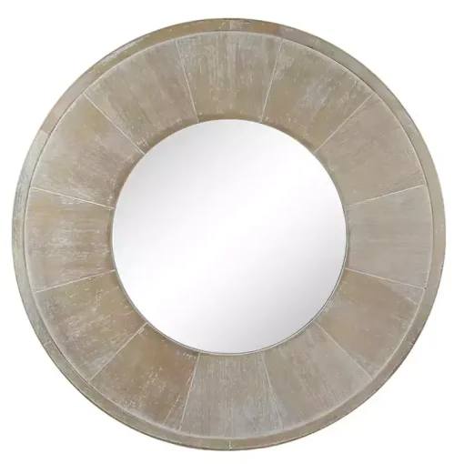 Distressed Brown Wood Planked Frame Wall Mirror