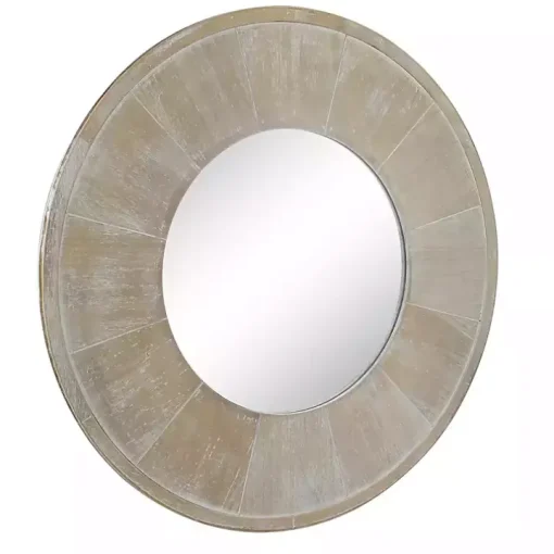 Distressed Brown Wood Planked Frame Wall Mirror