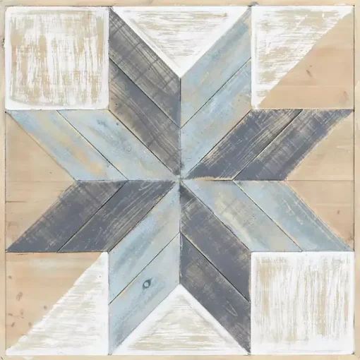 Distressed White and Blue Farm Star Wall Plaque