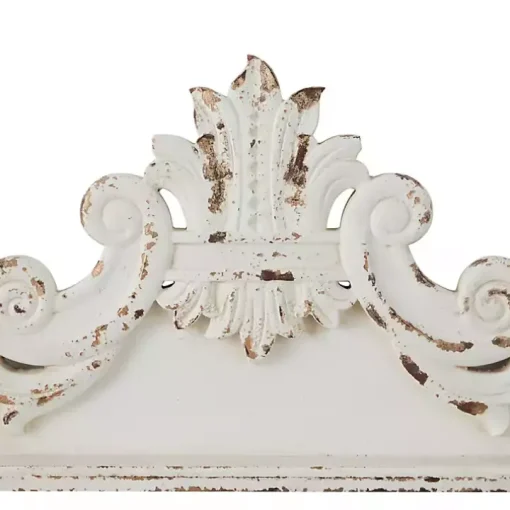 Distressed White Carved Arabesque Wall Plaque