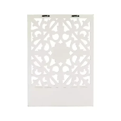 Distressed White Floral Carved Wall Shelf