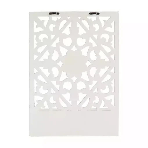 Distressed White Floral Carved Wall Shelf
