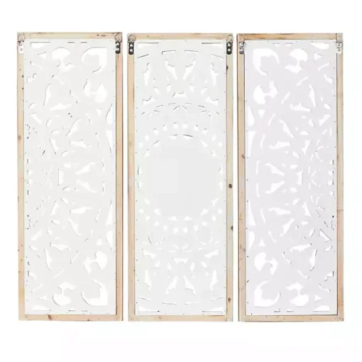 Distressed White Floral Wall Plaques, Set of 3
