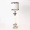 Distressed White Square Base Buffet Lamp