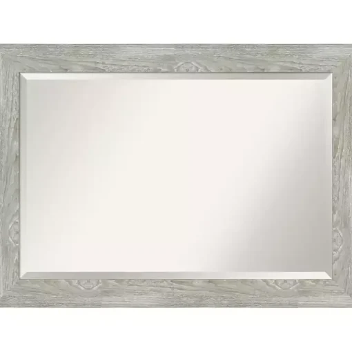 Dove Gray Scoop Frame Beveled Mirror, 42x30 in.