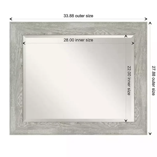Dove Gray Scoop Frame Beveled Mirror, 34x28 in.