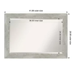 Dove Gray Scoop Frame Beveled Mirror, 42x30 in.