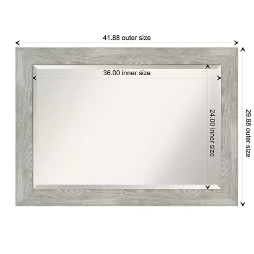 Dove Gray Scoop Frame Beveled Mirror, 42x30 in.