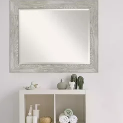 Dove Gray Scoop Frame Beveled Mirror, 34x28 in.