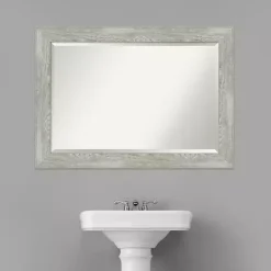 Dove Gray Scoop Frame Beveled Mirror, 42x30 in.